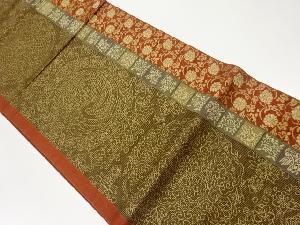 変わり縞に華紋・花唐草・鳳凰模様織出し名古屋帯